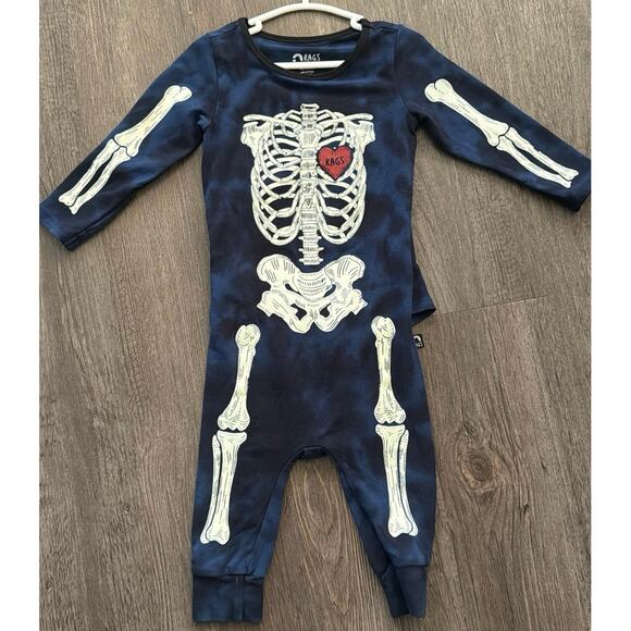 RAGS Skeleton Peek a Booty Romper Size 12-18mo - Picture 1 of 1